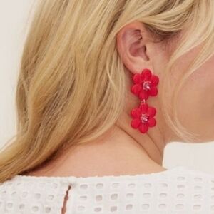 Kate Spade New York x Target Red Floral Earrings With Faux Gemstones